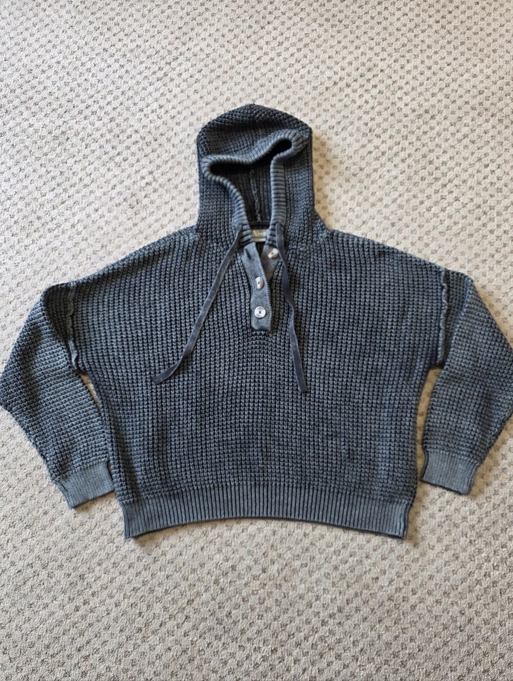 Natural Reflections Gray Chunky Knit Hooded Sweater